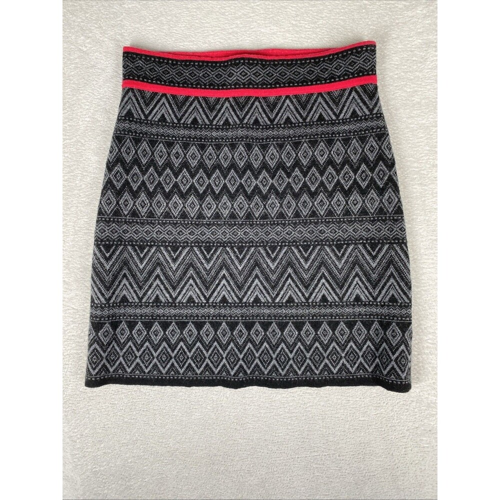 Krimson Klover 100% Merino Wool Pull On Knit Skirt Size XS Nordic Pattern Ski